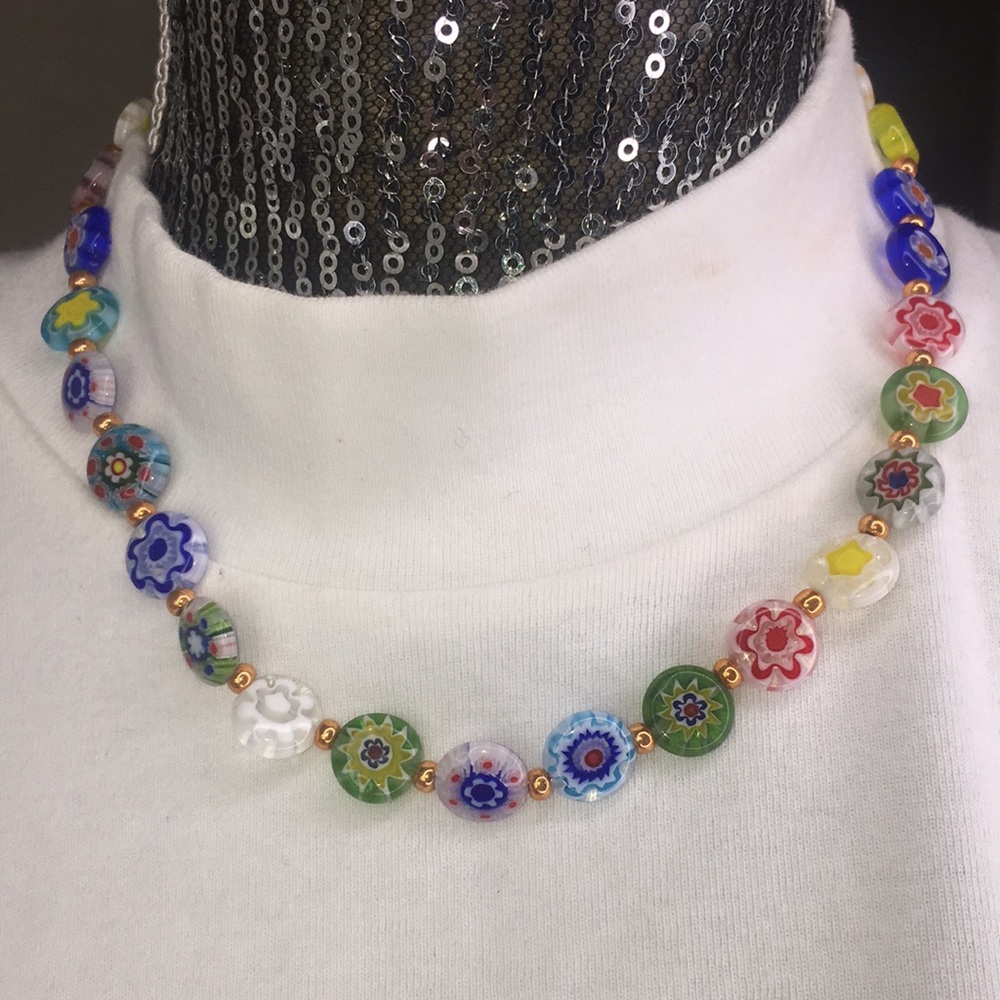 New Alisa Michelle Free People Millefiori Glass Beaded necklace - Picture 11 of 11